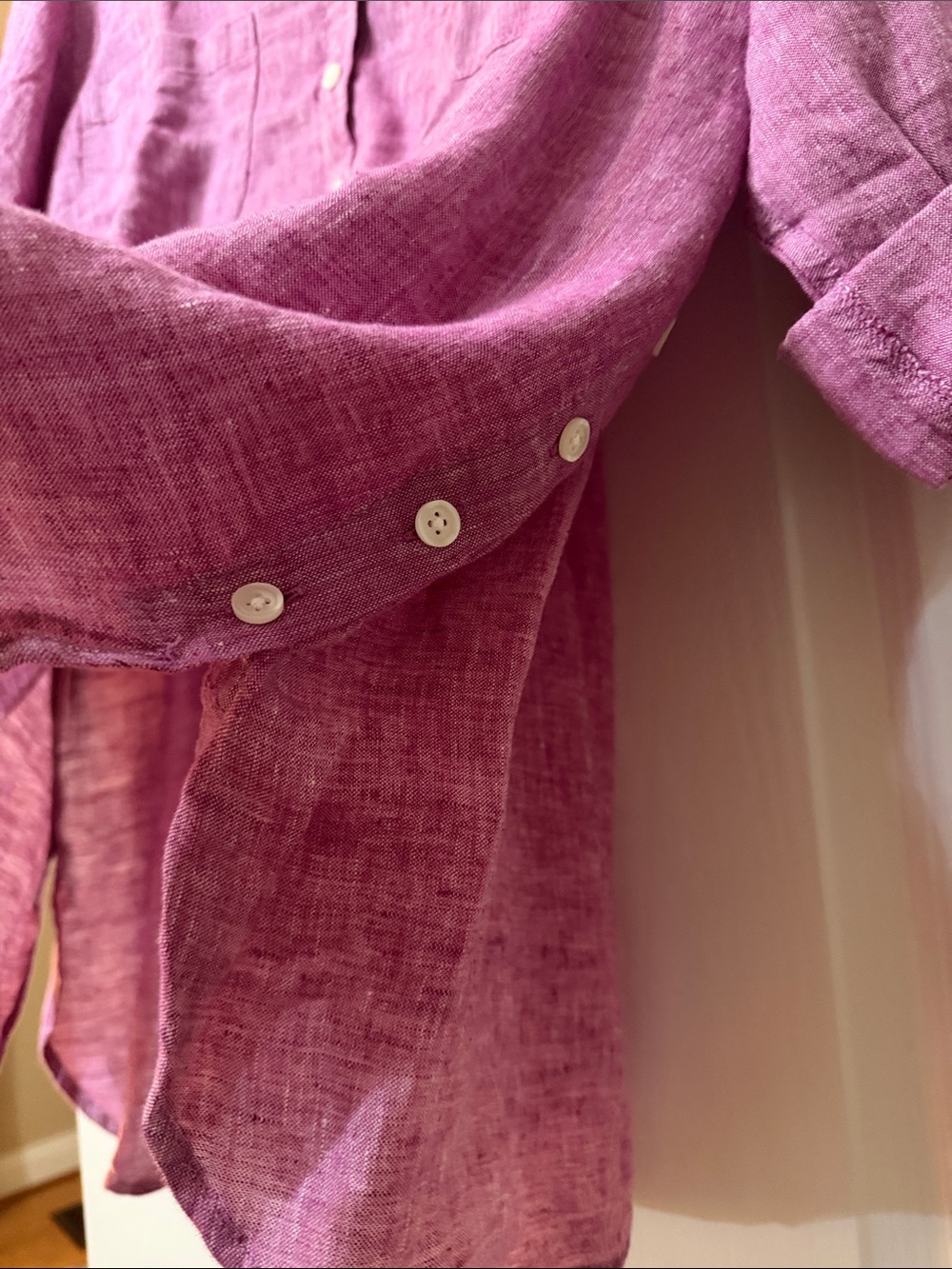 Talbots Rose Lavender Linen Henley Tunic - Picture 6 of 6